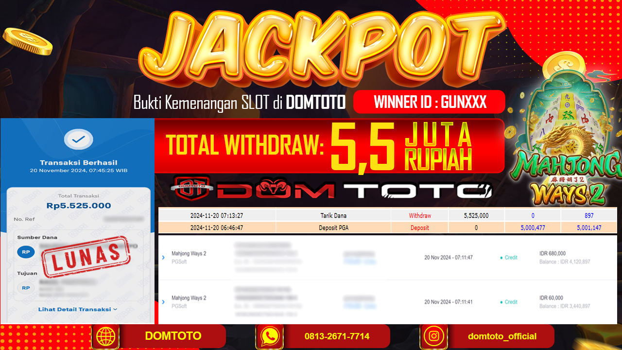 JACKPOT SLOT MAHJONG WAYS 2 20 NOVEMBER 2024